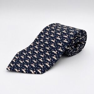 VINEYARD VINES 100% Silk Navy Dog Bone Print Martha's Vineyard 3.75" x 57"‎ Tie
